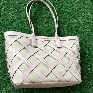 Michael Kors Sienna Large Tote Shoulder Bag Powder Blush Leather Canvas